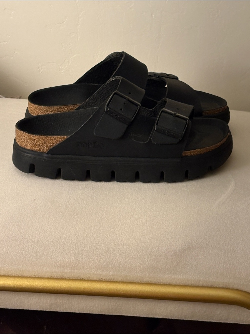 Papillio by Birkenstock Black Platform Double Buckle Women’sSandals EU 38 US 7-7